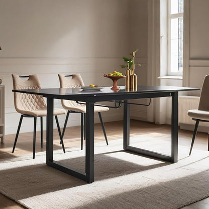Extendable Dining Table for 4-8 People,70.86''Modern Space-Saving Kitchen Table with Metal Legs,Rectangle Folding Conference Meeting Table for Living Meeting Room Kitchen,Black