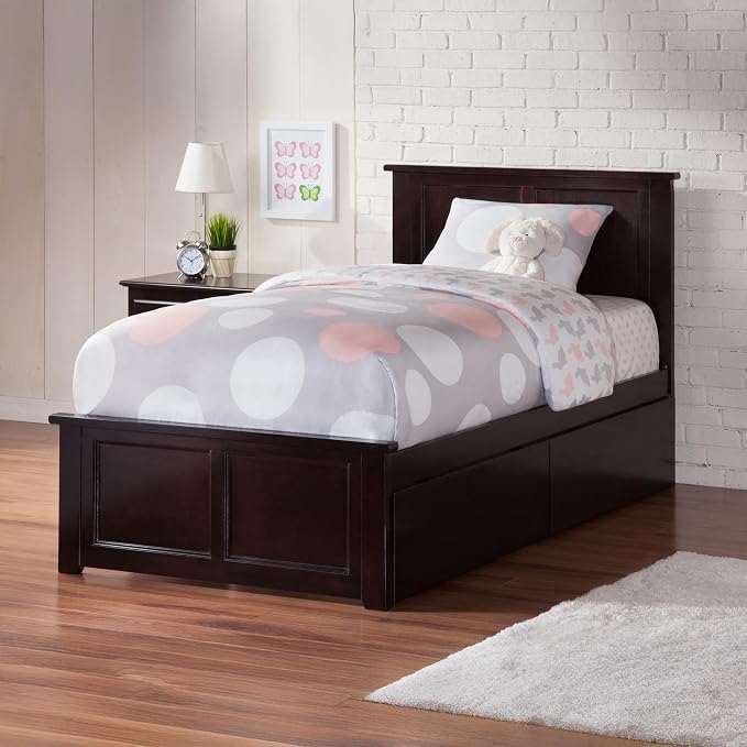 AFI, Madison Twin XL Platform Bed with Matching Footboard & Storage Drawers, Espresso
