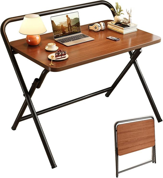 Folding Desk, Small Foldable Computer Desk, Small Table | No Assembly Required,Foldable,24 x 16 Inch,Dark Brown,Suitable for studying&working or dining