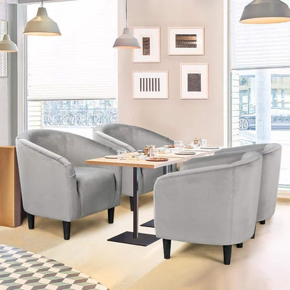 Topeakmart Velvet Accent Chair, Modern Club Chair Upholstered Armchair with Solid Legs Comfy Sofa Chair for Living Room/Bedroom/Waiting Room, Grey