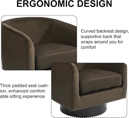Swivel Barrel Accent Chair, Modern Round Chenille Fabric Arm Chair for Living Room, Bedroom, Comfy Club Reading Chairs for Adults