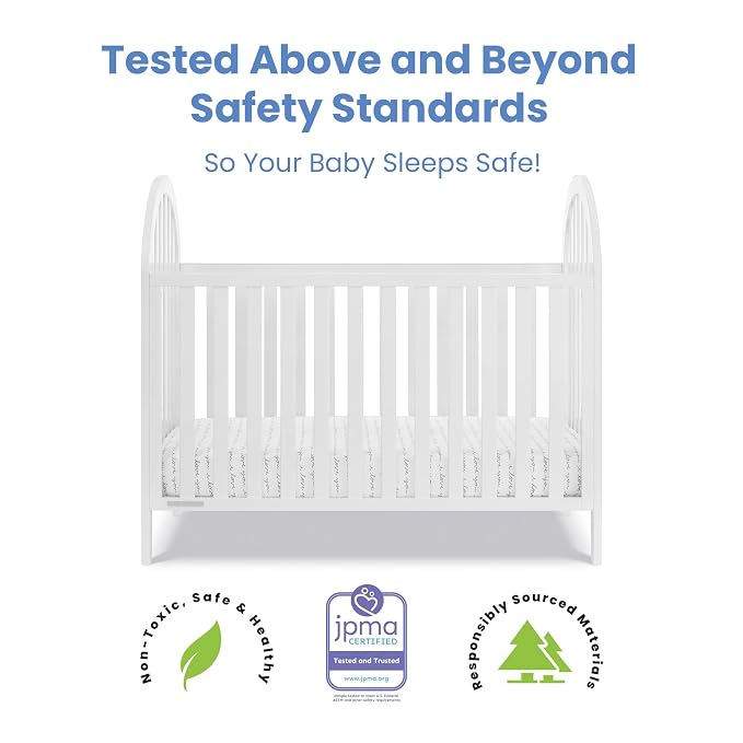 Delta Children Milano 4-in-1 Convertible Crib - Greenguard Gold Certified, Bianca White