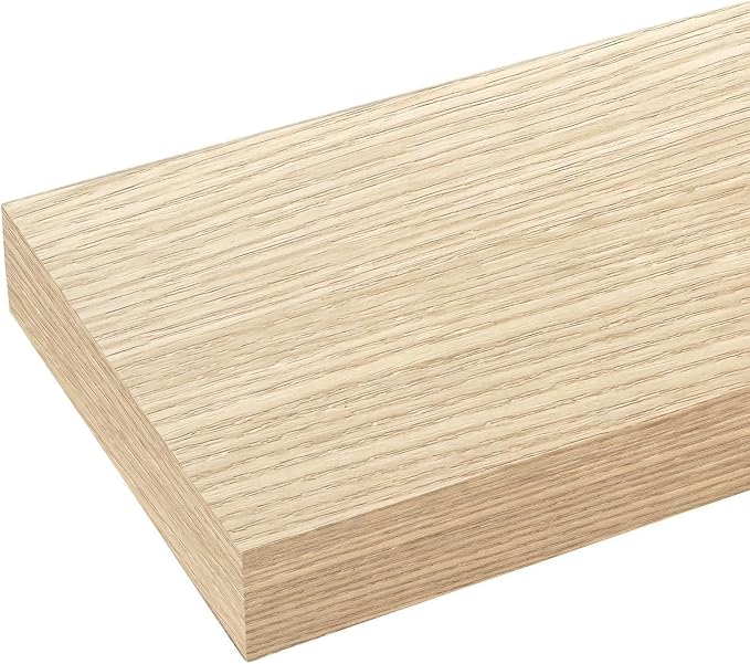 Bathroom Floating Shelves for Wall-23.6'' Wall Mounted Shelves Over Toilet Farmhouse Home Decor Display Bookshelf,Set of 2,Oak