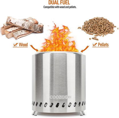 Portable Table Top Fire Pit with Stand, 8.6" Stainless Steel Mini Outdoor Low Smoke Burning Tabletop Firepit Fueled by Pellets or Wood, for Outside Camping