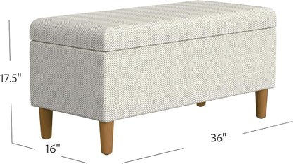 HomePop Malmo 36" Storage Bench - Cream Chevron Woven
