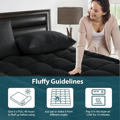 CYMULA Twin XL Mattress Topper - Soft Cooling Mattress Pad for College Dorm Room Essentials - Extra Thick Long Protector Cover for Back Pain, Single Bed Topper Pillow Top with 8''-21'' Deep Pocket