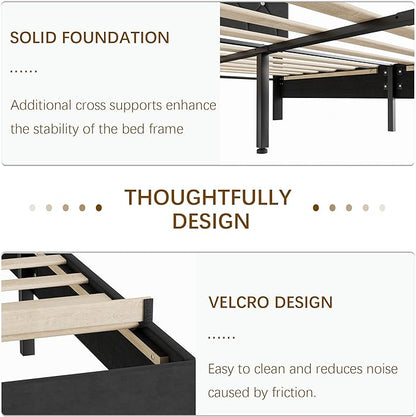 VECELO Twin Size Bed Frame, Upholstered Platform with Adjustable Diamond Tufted Headboard, Wood Slat Support, No Box Spring Needed, Velvet & Black