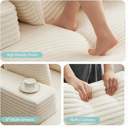 Boneless Chaise Lounge Chair, 54" Oversized Cloud Couch Sofa with Deep Seat, Plush Corduroy Reading Chair for Living Room, Bedroom, Reading Nook, Apartment, Gaming Room & Movie Nights, Beige