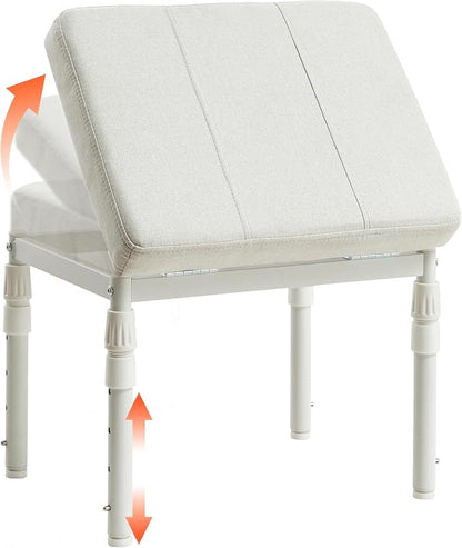 TIOPGHAD Adjustable Ottoman Pouf Footrest, 60 Degree Tilt, Beige | 4-Height, 28 Positions, Iron frame, Foam Cushion, 15.74 x 11.81 x 13.34 in, Under Desk, Living room, Home Office