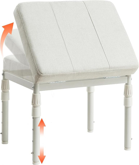 TIOPGHAD Adjustable Ottoman Pouf Footrest, 60 Degree Tilt, Beige | 4-Height, 28 Positions, Iron frame, Foam Cushion, 15.74 x 11.81 x 13.34 in, Under Desk, Living room, Home Office