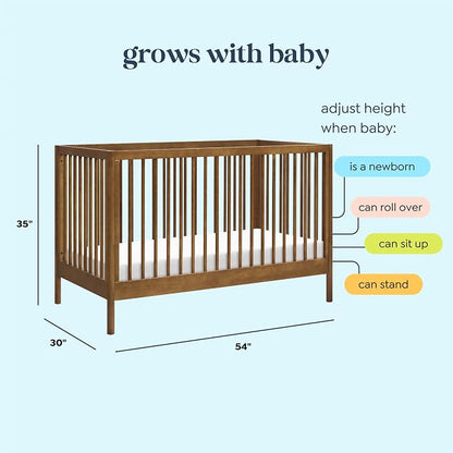Davinci Birdie 3-in-1 Convertible Crib, GREENGUARD Certified, Walnut | Converts to Toddler Bed & Daybed, 4 Adjustable Mattress Heights - Conversion Kit Sold Separately - Easy to Assemble
