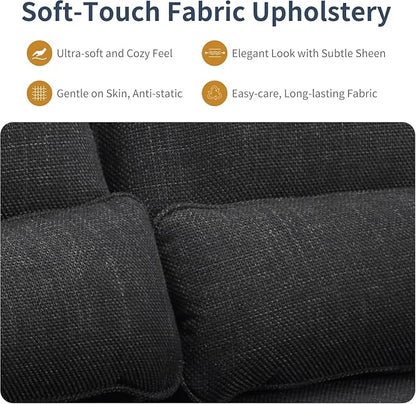 L-Shaped Sectional Sofa with Storage, Reversible Sleeper Sofa Couch with Chaise, Soft Fabric Upholstered Modular Couch with Cup Holder & Side Pockets, 1000lbs Capacity for Living Room (Black, 3-Seat)