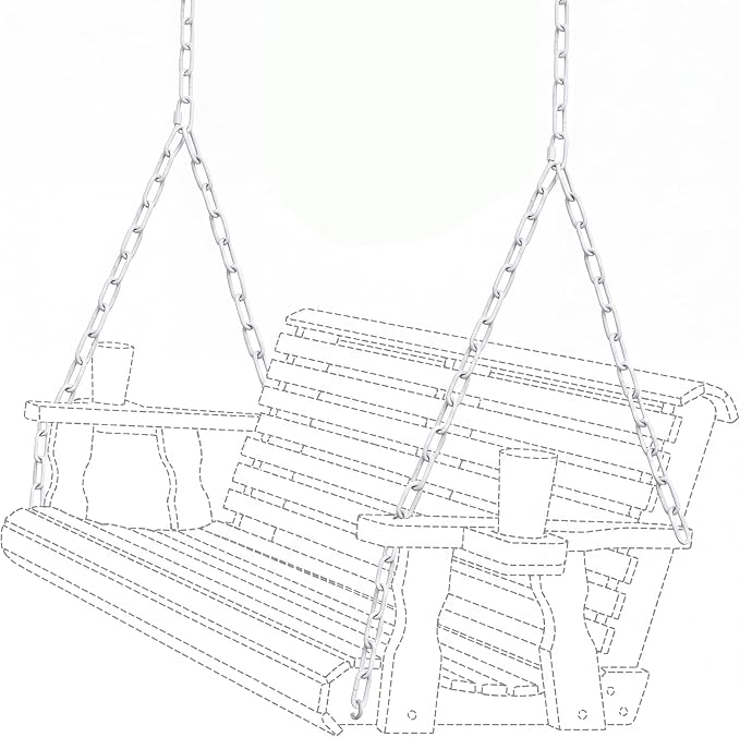 Heavy Duty Porch Swing Hanging Chain Kit (2 Pack) 1500 Lbs Capacity, up to 8 ft Length- Rustproof Zinc-Plated, 6 Quick Links & 2 Y-Chain Assemblies(White,Better Rust Protection)