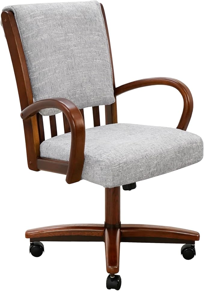Chromcraft Birchbrook Haze Swivel Dining Chairs with Casters, Set of 1 – Luxury Upholstered Kitchen & Dining Room Chairs with Arms, Ergonomic Tilt & Swivel Comfort - CM1777