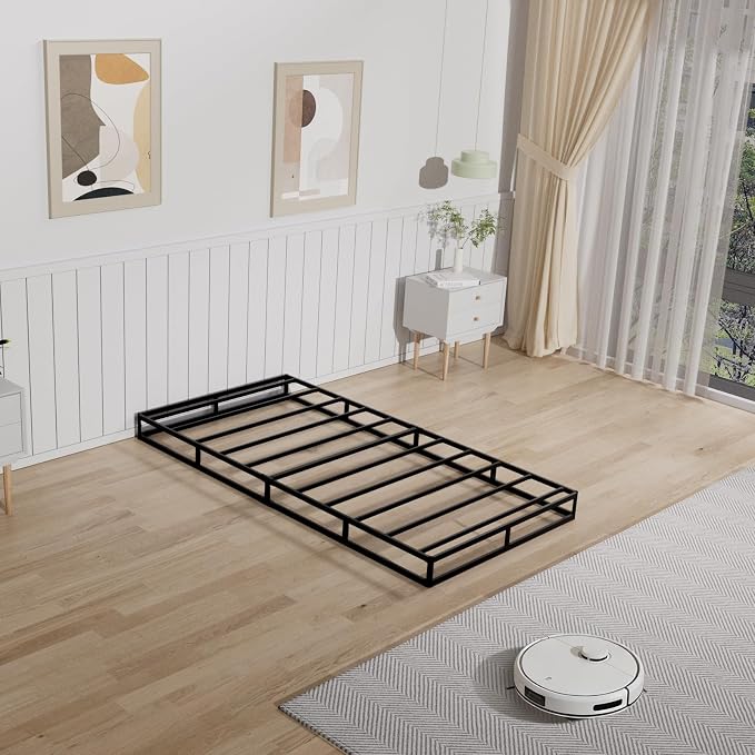 Tyndall Box Spring for Twin Bed, 5 inch Twin Box Spring Only, Strong Metal Frame Mattress Foundation, No Noise, Easy Assembly, Non Slip, Black