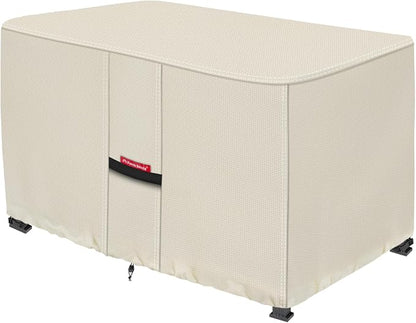 Porch Shield Patio Fire Pit Cover - Waterproof 600D Outdoor Rectangular Fire Table Cover Deck Box Protector - 52 x 34 inch, Beige