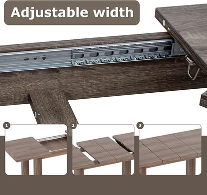 Extendable Dining Table for 6-10 People,70.87''-106.3''Modern Space-Saving Wood Kitchen Table,Rectangle Folding Conference Meeting Table for Living Meeting Room Kitchen,Black Oak