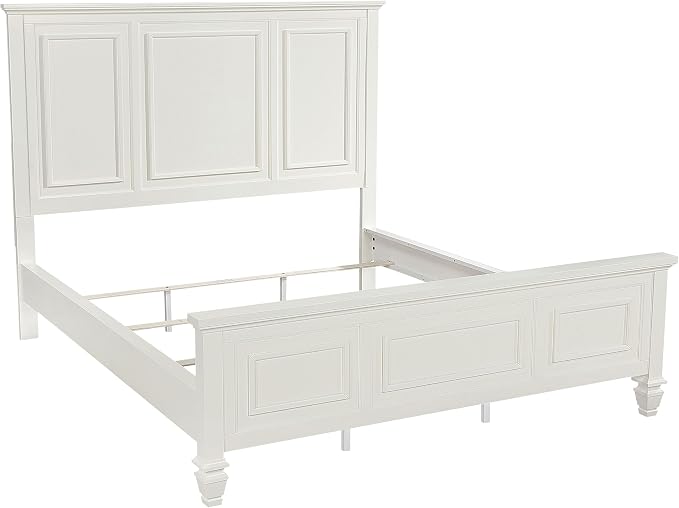 Coaster Home Furnishings Sandy Beach Coastal 4-Piece Bedroom Set California King Size Panel Bed Frame 63-inch Headboard Cream White 201301KWN-S4