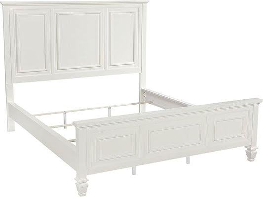 Coaster Home Furnishings Sandy Beach Coastal 4-Piece Bedroom Set California King Size Panel Bed Frame 63-inch Headboard Cream White 201301KWN-S4