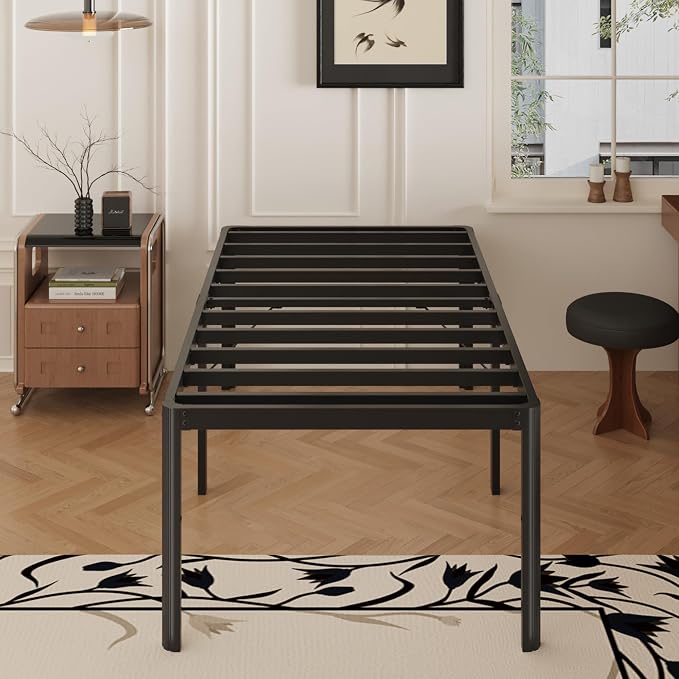 Yicensen 22 Inch High Twin Bed Frames with Rounded Corner Legs, Heavy Duty Metal Twin Size Platform Bed Frame No Box Spring Needed, Easy Assembly, Noise Free, Black