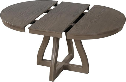 LUMISOL 42"-58" Extendable Round Dining Table for 4-6, Farmhouse Kitchen Table with 16” Middle Leaf and Curved Table Legs for Kitchen, Dining Room, Apartment, Espresso