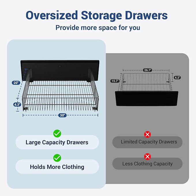 Allewie King Size Bed Frame with 2-Tier LED Storage Headboard, Velvet Upholstered King Platform Bed with 2 Storage Drawers, USB & Type-C Charging Ports, Noise-Free/No Box Spring Needed, Black