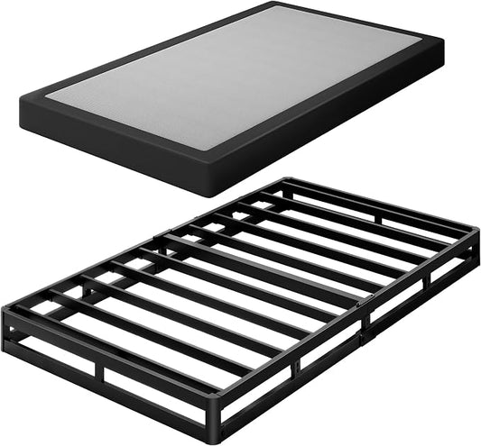Awesofurni Twin Box Spring, 10 Inch High Profile Twin Box Spring Only, 3000 lbs Heavy Duty Metal Frame Mattress Foundation with Fabric Cover, Easy Assembly-Noise Free