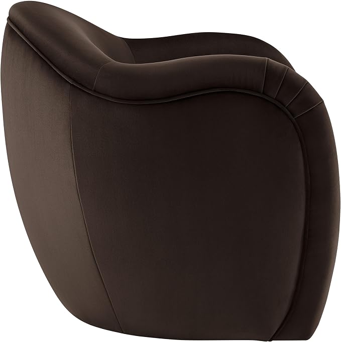 Modway Compose Barrel Chair with Performance Velvet Fabric in Chocolate Brown – Upholstered Accent Armchair with Curved Backrest – Cozy Lounge Chair for Reading – Round Comfy Single Sofa Club Chair