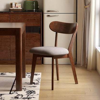 39’’-55’’ Oak Extendable Dining Table and Chairs Set of 4, Solid Wood Folding Kitchen Table, Mid Century Modern Dinner Table for Kitchen, Apartment, Living Room (Walnut 39''-55''+4 Cushion Chairs)