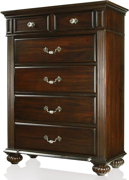 Syracuse Transitional Style Dark Walnut Finish King Size 6-Piece Bedroom Set