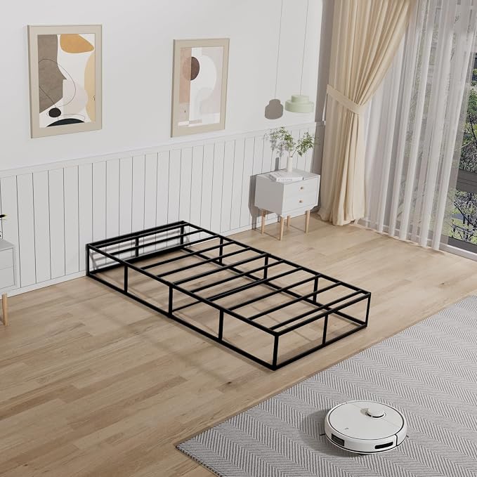 Tyndall 10 Inch Twin Box Spring, Heavy Duty Metal Box Spring for Twin Size Bed Mattress Foundation with Fabric Cover, Noise-Free, Non Slip, Easy Assembly