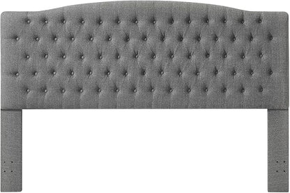 24KF Upholstered Tufted Button Linen King Headboard,Comfortable Fashional California King Headboard,Granite