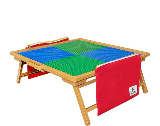 Large Foldable Building Block Table for Kids – Durable Faux-Wood, Includes Storage, Portable Play Desk