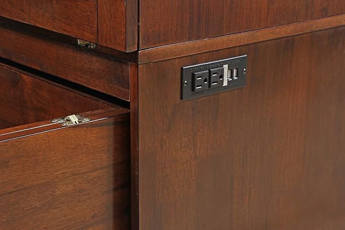 Mega Solutions Murphybedz Tuscany Murphy Cabinet Chest Bed with Charging Station 6 Inch (Tobacco, Queen)