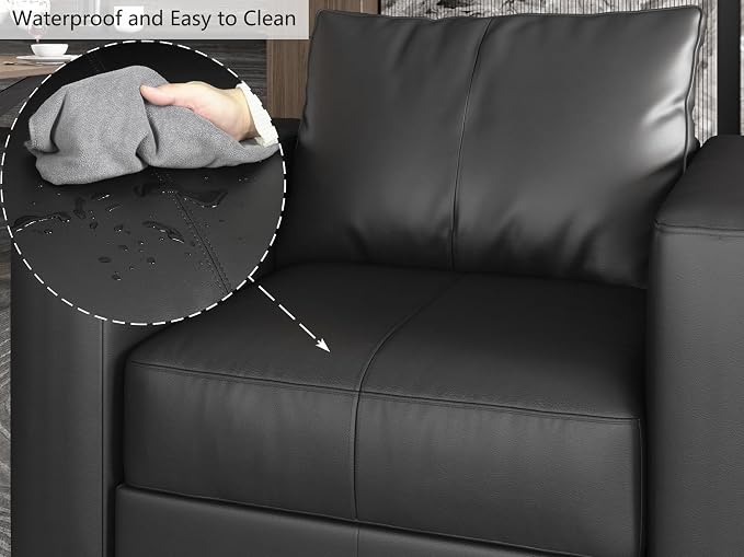EASE MOOSE Faux Leather Sectional Sofa, Modular Sectional Sofa Couch U Shaped Couch with Storage Ottoman, Black