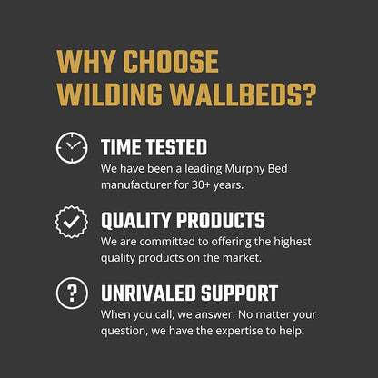 Wilding Wallbeds Deluxe Murphy Bed Frame (Queen) Vertical Wallbed, Powder-Coated Steel Frame for Folding Cabinet, Pull-Out Bed, Hidden Bed