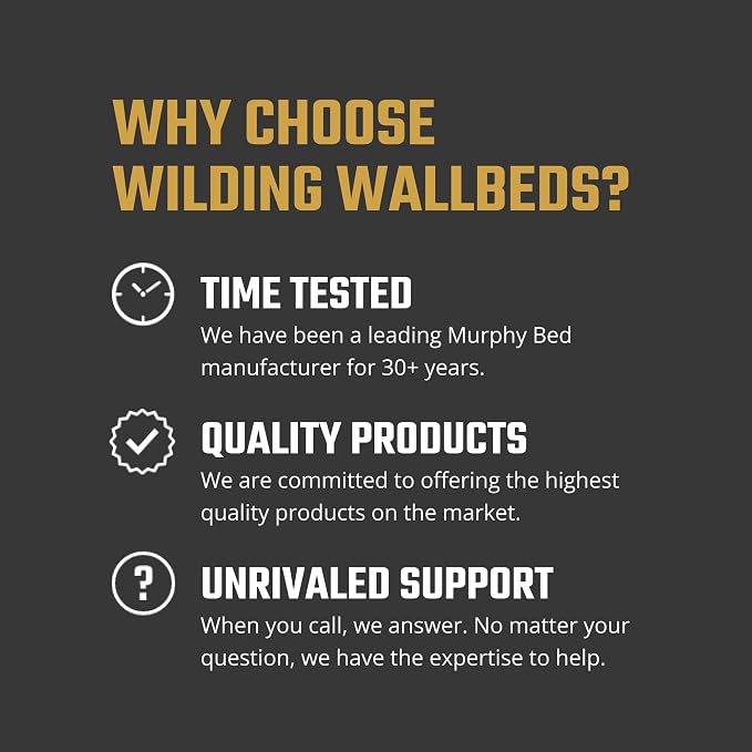 Wilding Wallbeds Deluxe Murphy Bed Frame (Twin) Vertical Wallbed, Powder-Coated Steel Frame for Folding Cabinet, Pull-Out Bed, Hidden Bed