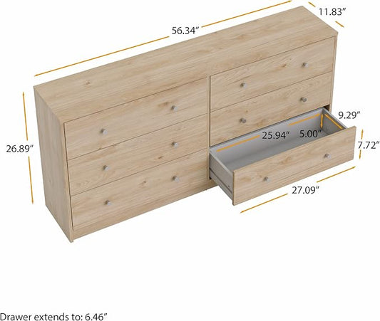 6 Drawer Double Dresser | Compact Depth