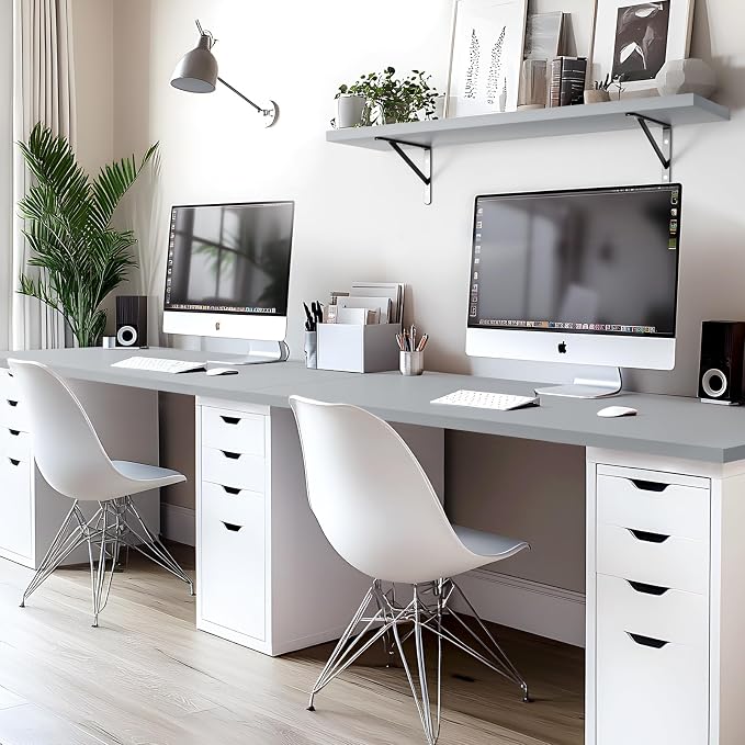Kaboon Universal Tabletop 59.1"x23.62" Grey, Table Top for Sit Stand Desk, Reversible Melamine Top,Double Desks Home Office