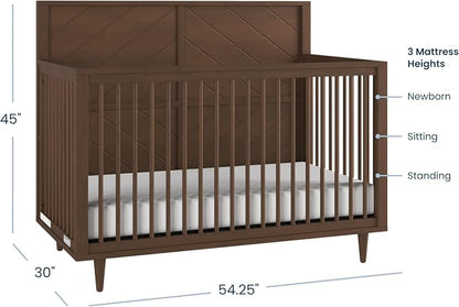 Child Craft Surrey Hill 4-in-1 Convertible Crib, Baby Crib Converts to Day Bed, Toddler Bed and Full Size Bed, 2 Adjustable Mattress Positions, Non-Toxic, Baby Safe Finish (Toasted Chestnut)