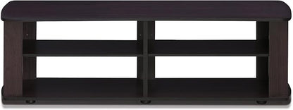 Furinno Nelly TV Stand, 3-Tier Entertainment Center with Open Shelves Storage, TV Console for TV up to 50 Inch, Soft Edges, for Living Room, Bedroom, Dark Walnut
