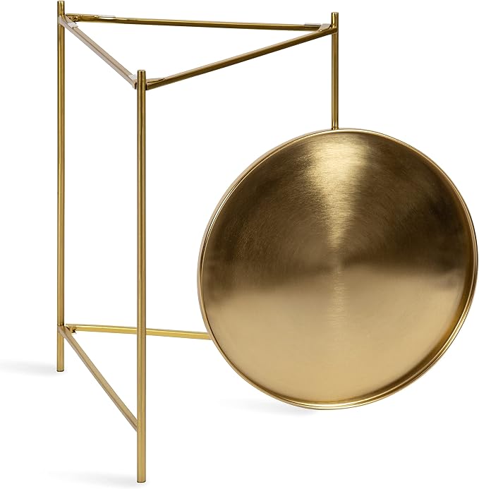 Kate and Laurel Ulani Modern Nesting Side Table, Set of 2, Walnut Brown Wood and Gold Metal, Glamorous End Tables for Storage and Display