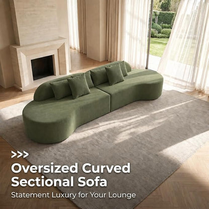 Oversized Modern Curved Cloud Couch Sectional, Boneless Compression Sofa, Modular Sectional Couches, High Density Foam Deep seat Couch with Pillows, Corduroy Sofa for Living Room Office