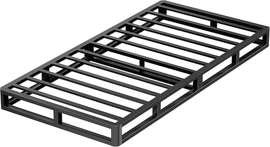 VIPSHOW 5 Inch Twin Metal Bed Frame Round Corner Low Platform Bed Frames 3000 LBS Heavy Duty Steel Slats Support Mattress Foundation No Box Spring Needed, Noise Free, Easy Assembly, Black