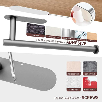 DEKAVA Under Cabinet Wall Mount Paper Towel Holder, Self-Adhesive Bar, Stainless Steel 13 inch (Grey, 1)