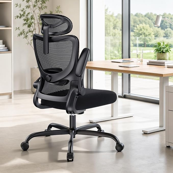 HUANUO Ergonomic Office Chair, High Back Computer Desk Chair with Adjustable Lumbar Support and Headrest, Comfy Gaming Chair with 3D Armrests, Home Office Rolling Chair, Max Load 300 lbs