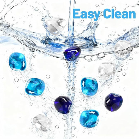 Blended Fire Glass Diamonds for Propane Fire Pit, Fireplace, and Outdoor Decoration,1 Inch Fire Pit Glass Rocks 10-Pound (Crystal Clear+Cobalt Blue+Caribbean Blue)