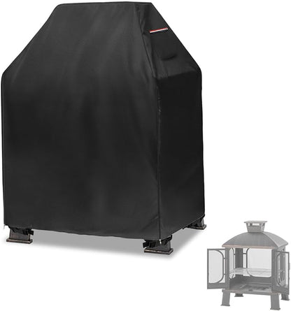 Outdoor Fireplace Cover,Heavy Duty 600D Waterproof Square Chimineas Fireplace Covers,Cover for Panovue Chiminea Fire Pit,32" L x 24" W x 45" H,Black