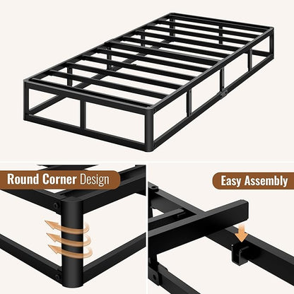 Twin Size 10 Inch Box Spring - Heavy Duty Metal Mattress Foundation (2500lbs Capacity), Noise-Free, Easy Assembly