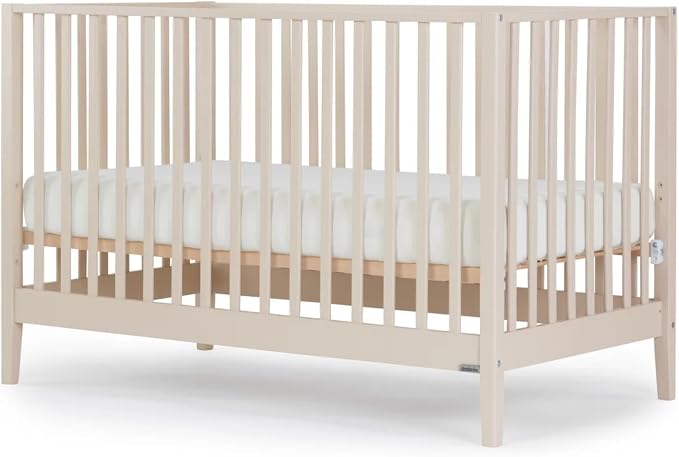dadada Baby LaLa 3-in-1 Convertible Crib - Wood Crib Converts into Toddler Bed & Daybed - Greenguard Gold Certified, Made in Italy - 3 Adjustable Mattress Heights - Solid Beechwood Almond Milk